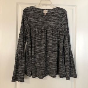 Marled Gray Bell Sleeve Top